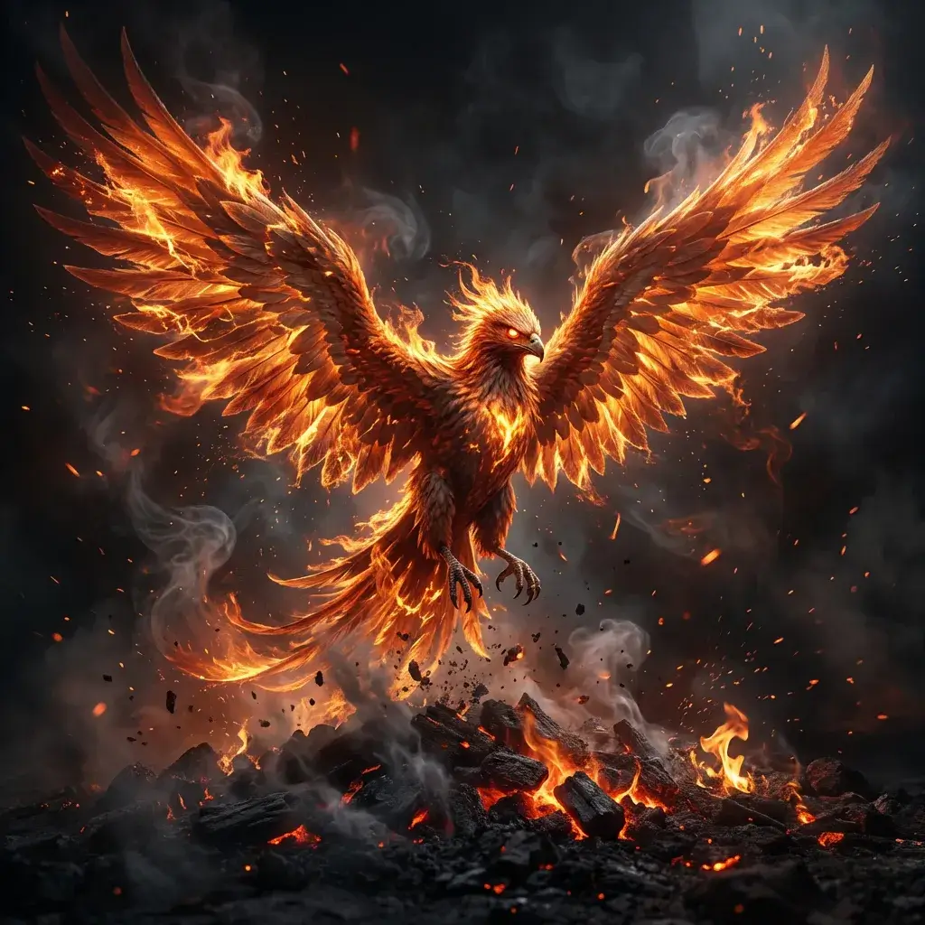 Eine Frau mit Schlangenhaar, inspiriert von Medusa, sitzt im Schneidersitz in meditativer Pose auf einem mystischen Symbol. Eine Taube fliegt über ihr hinweg, und leuchtende Kugeln schweben um sie herum in einer surrealen, magischen Atmosphäre.